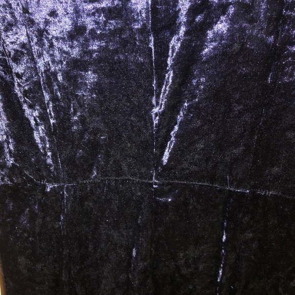 Large Crushed Velvet Navy Blue Wrap Dress Petal Zip Up - Picture 8 of 9